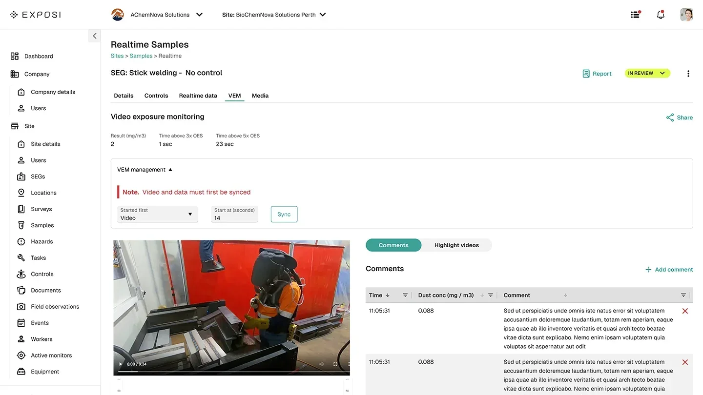 GCG final application — data view